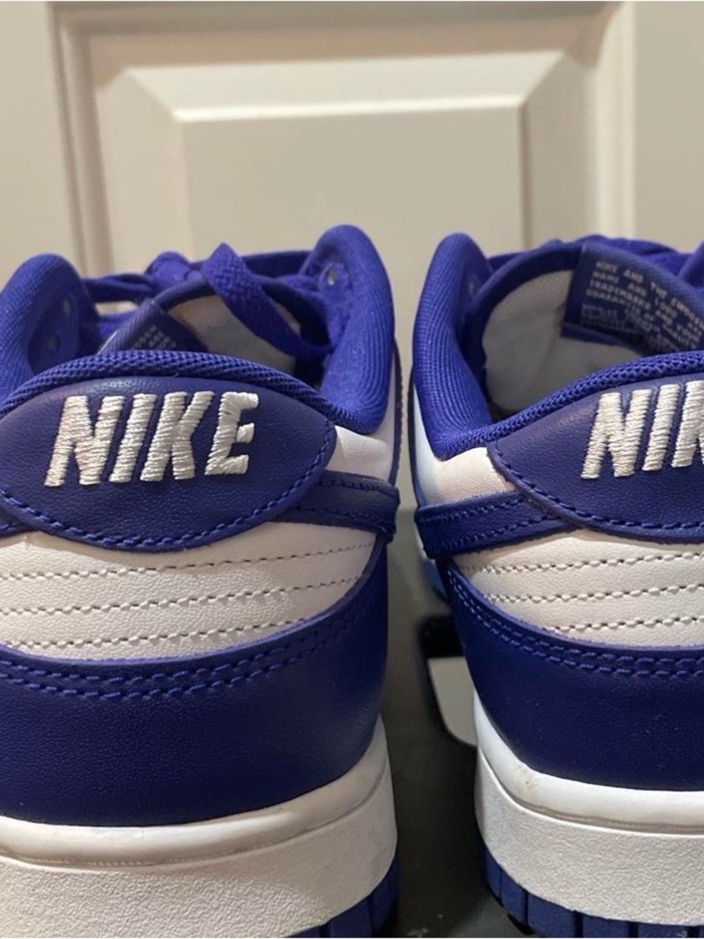 Nike Men’s Dunks Low-Top Sneakers in White and Purple - Picture 3 of 5